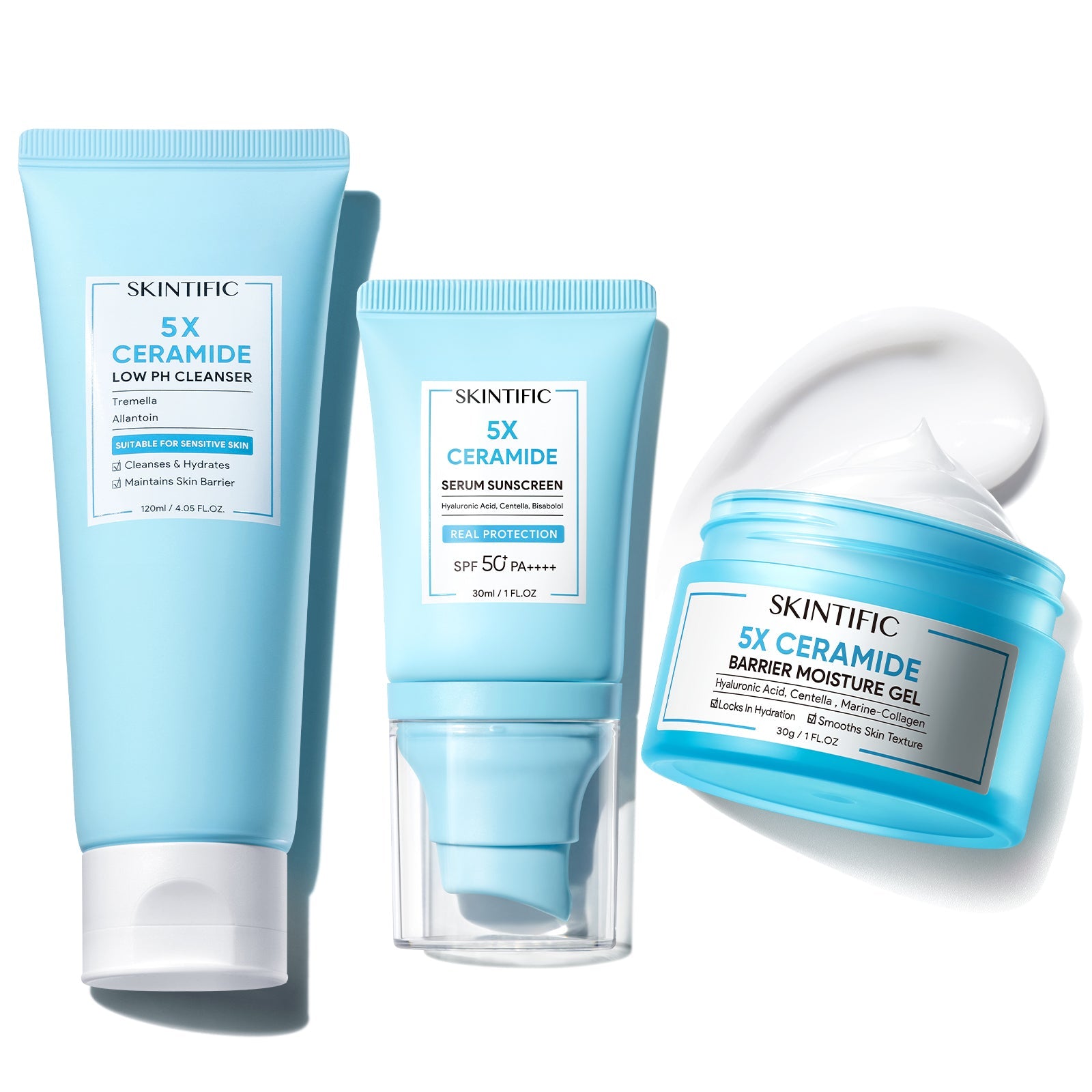 5X Ceramide Cleanser + Moisture Gel + Sunscreen 3pcs Set