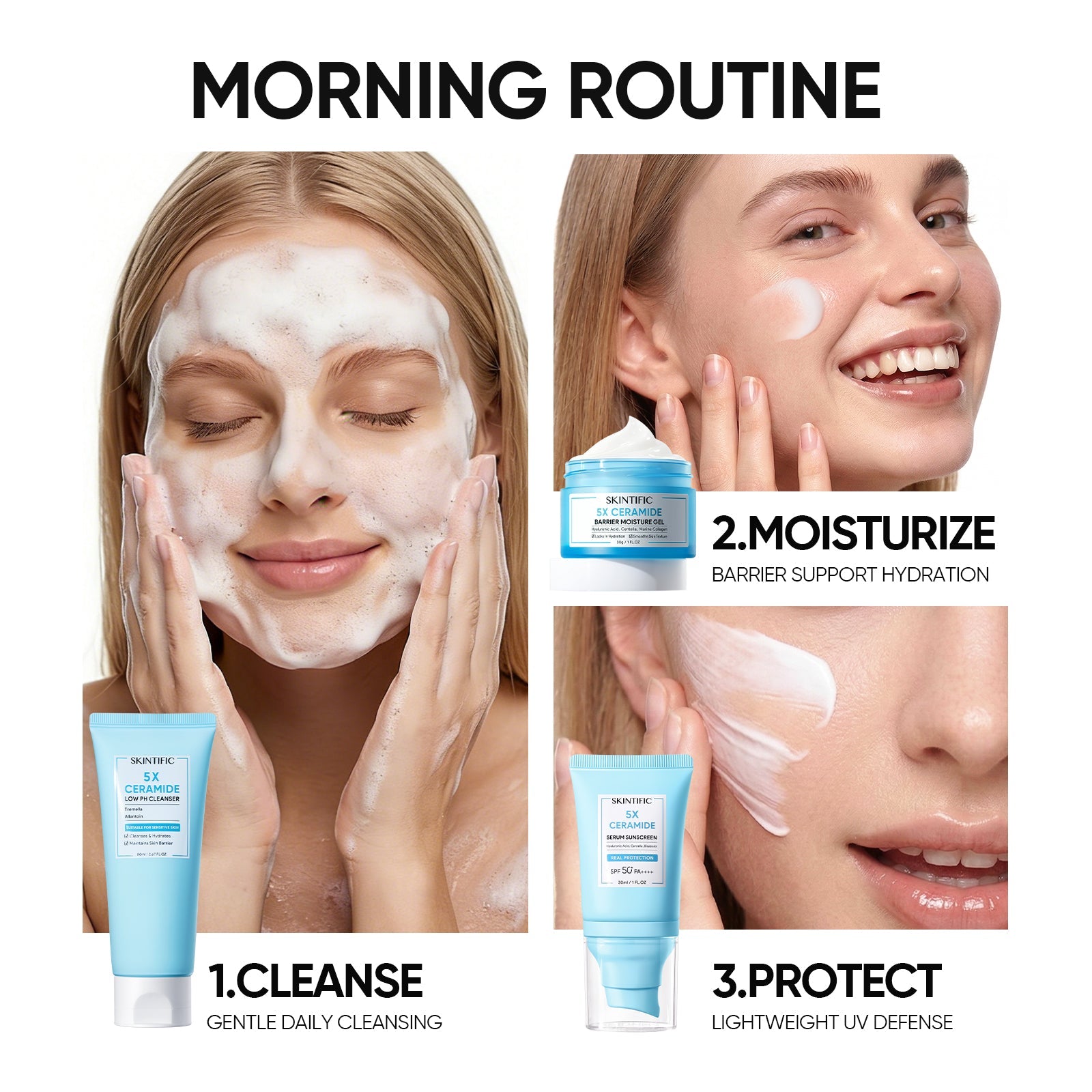 5X Ceramide Cleanser + Moisture Gel + Sunscreen 3pcs Set