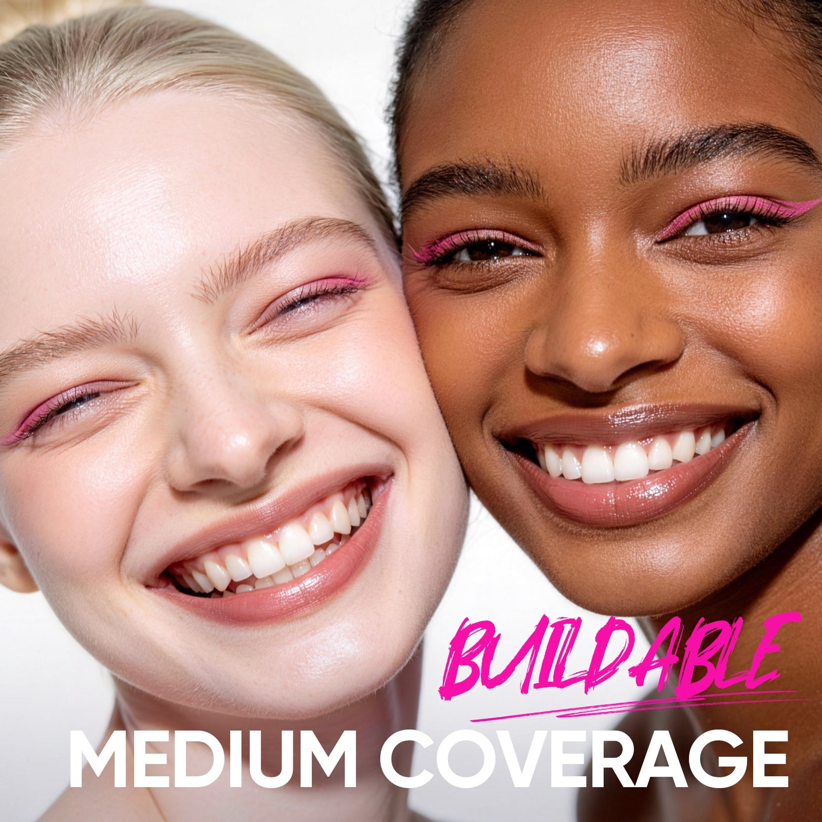 Two models showing buildable medium coverage cushion foundation finish