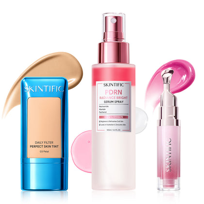 Daily Skin Tint & PDRN Serum Spray & Peptide Lip Serum Fresh Glow Set