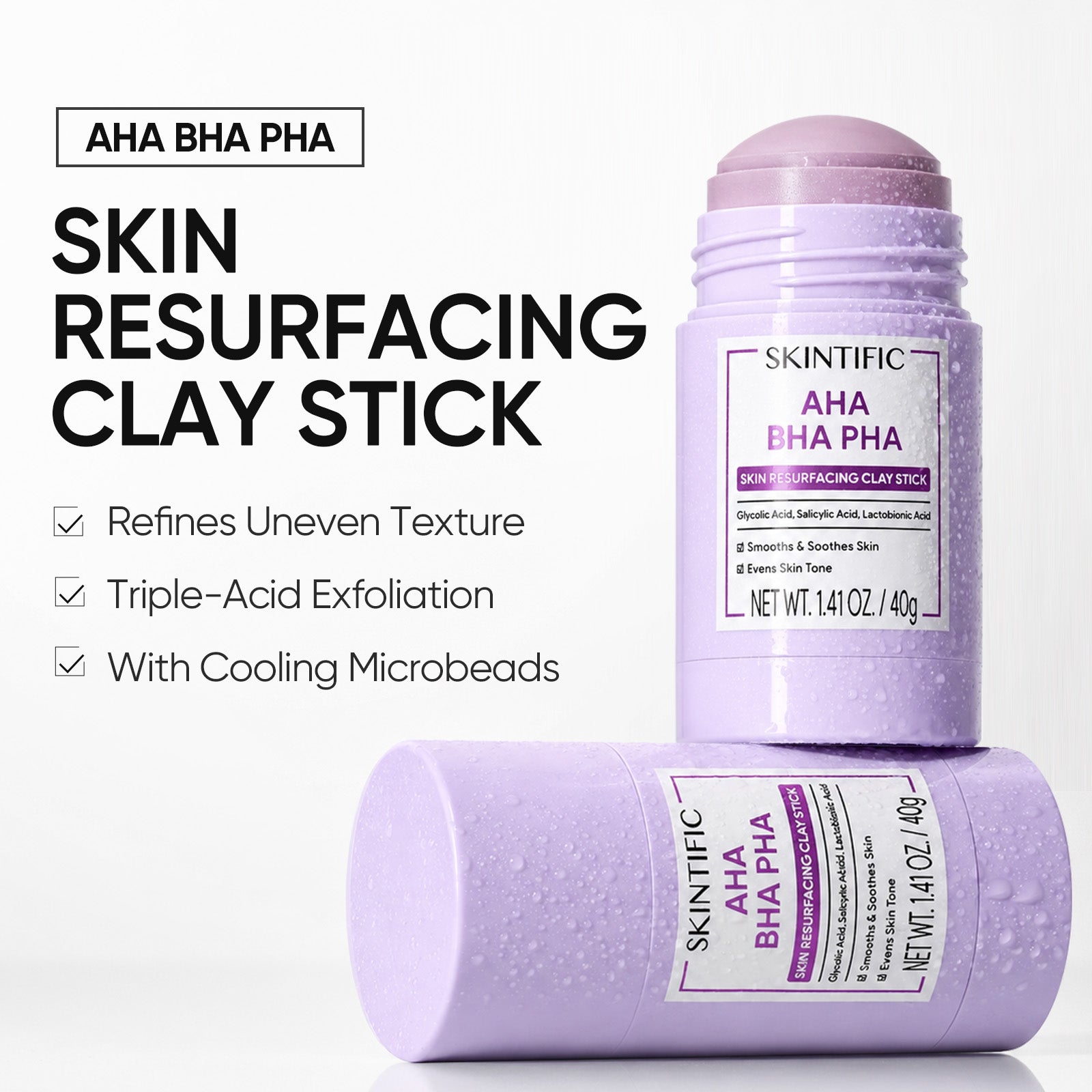 AHA BHA PHA Exfoliating Pads & Resurfacing Clay Stick Set