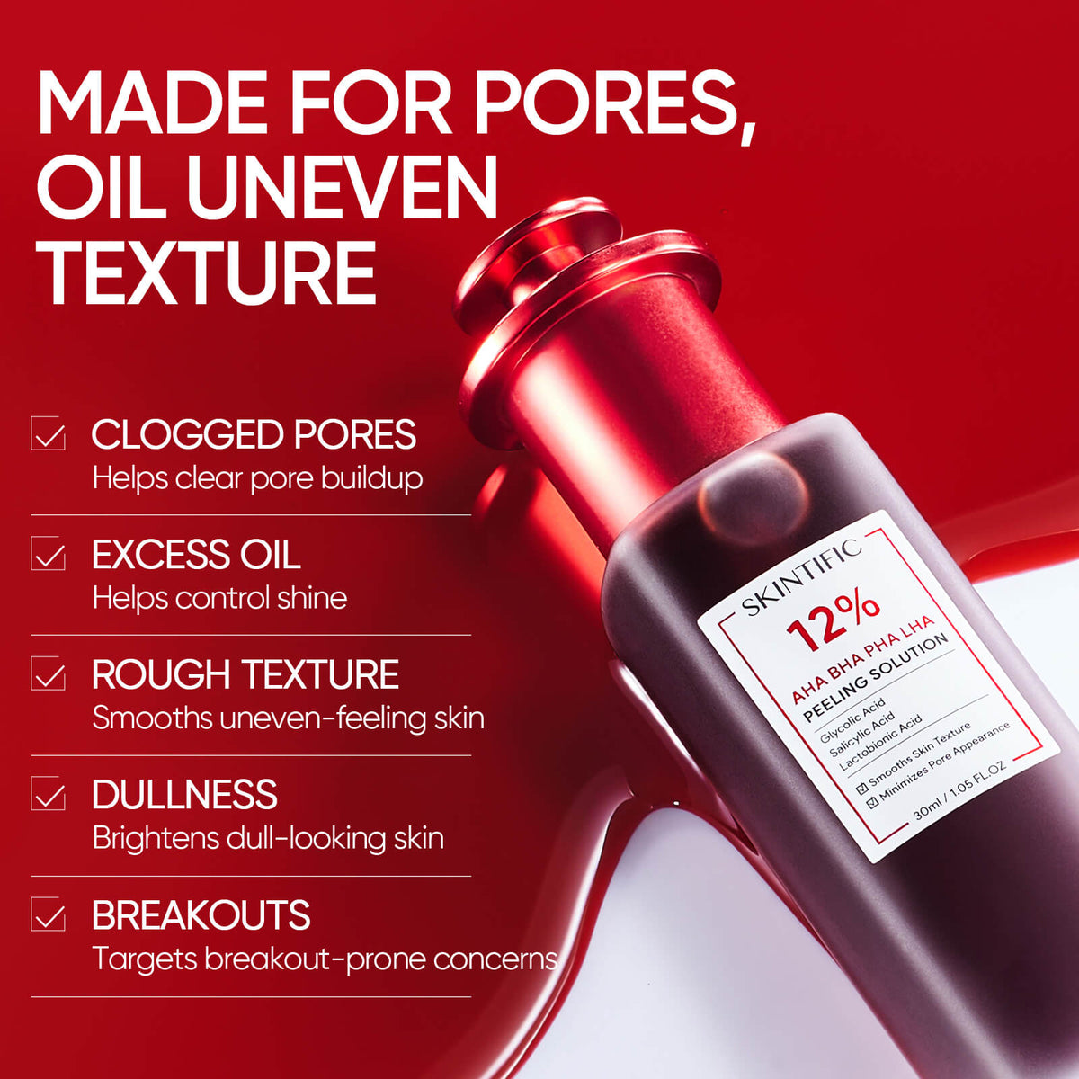 12% AHA BHA PHA LHA Peeling Solution Serum