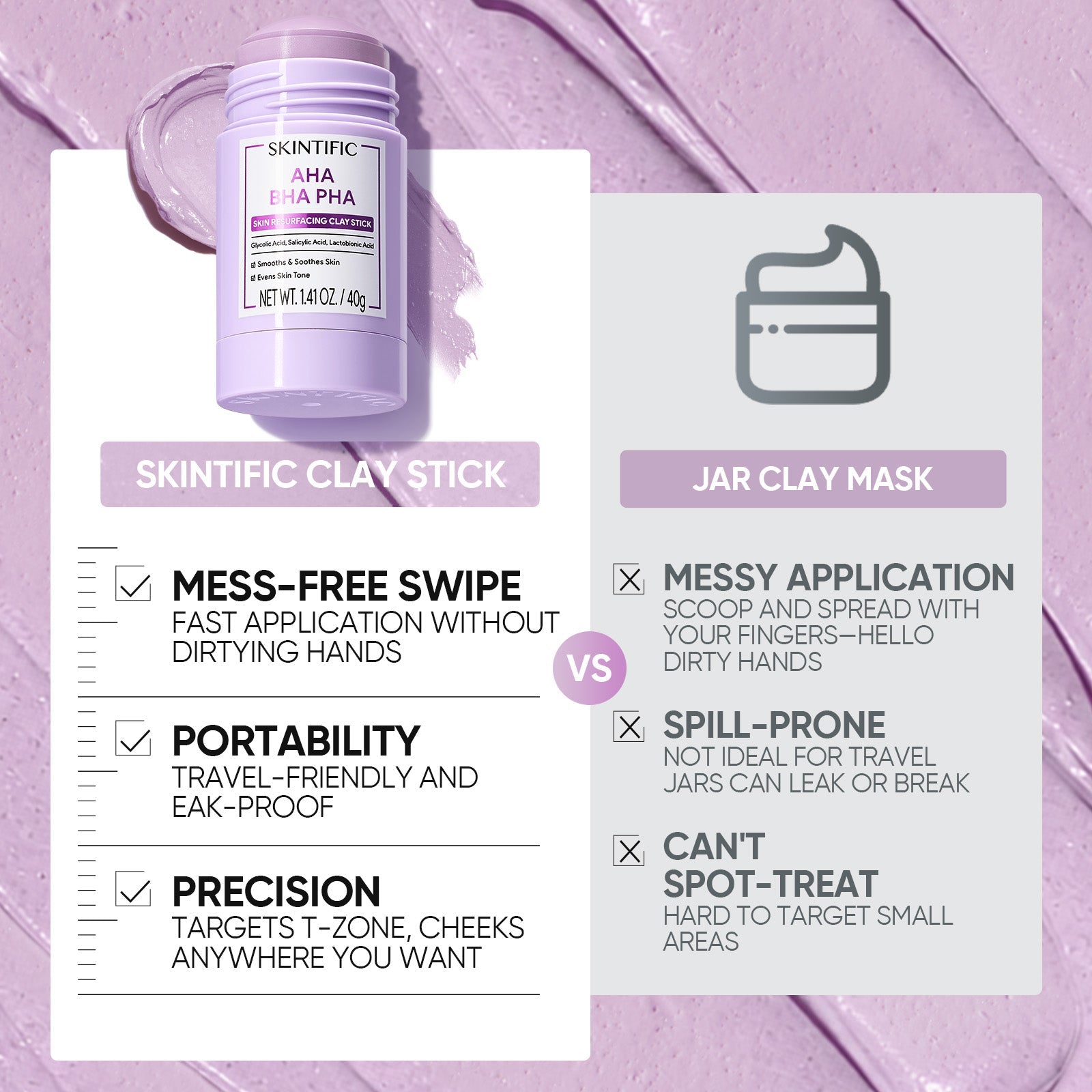 AHA BHA PHA Exfoliating Pads & Resurfacing Clay Stick Set