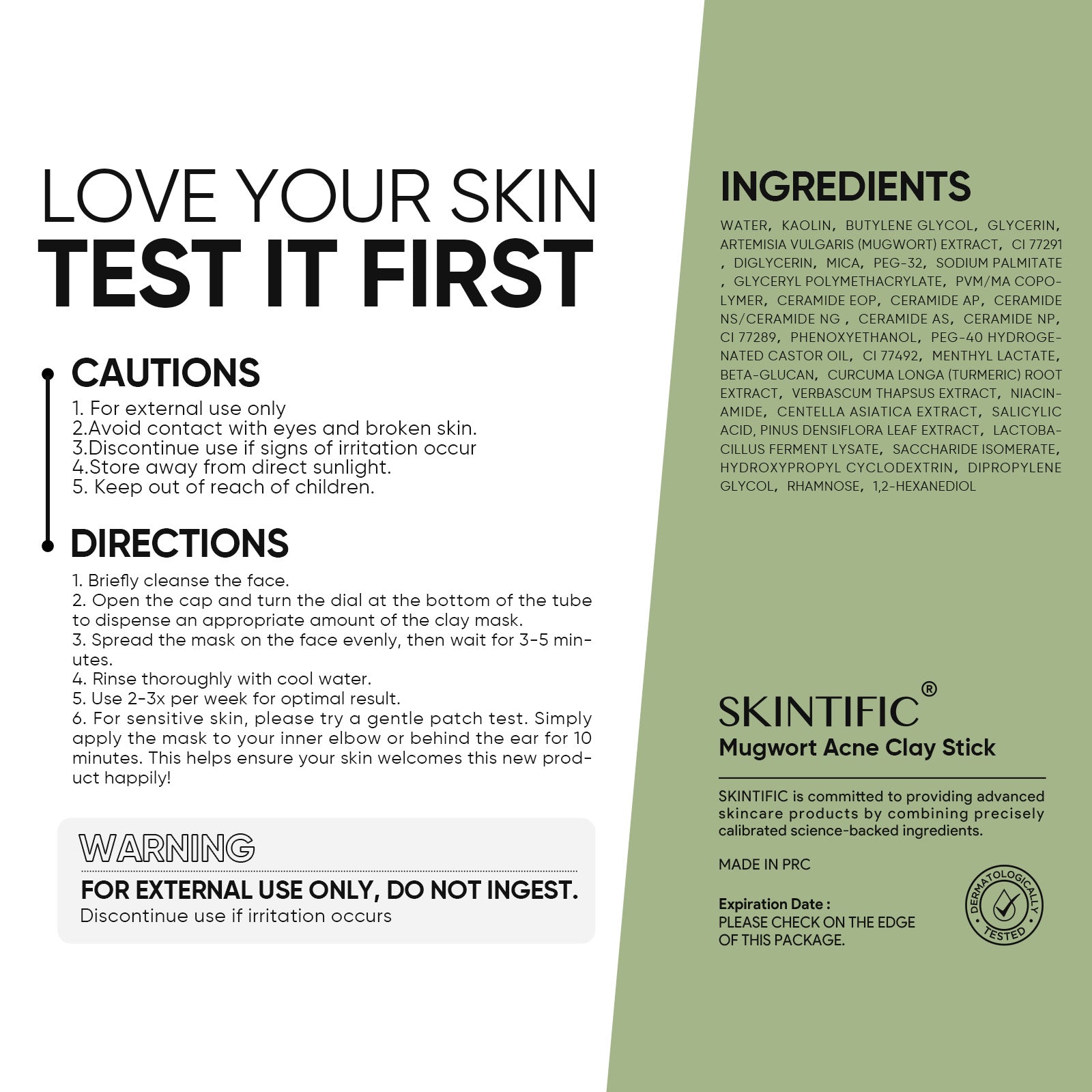 Mugwort Anti Pores & Acne Clay Mask Stick