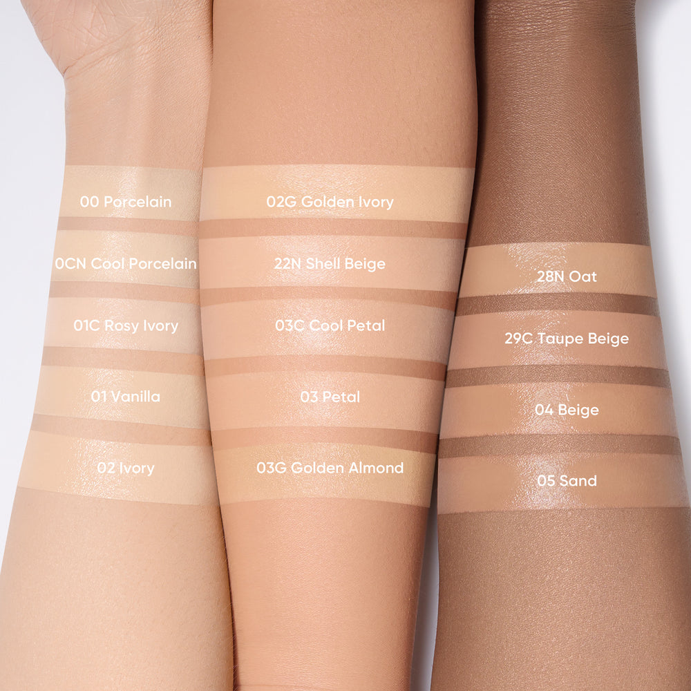 SKINTIFIC Daily Filter Perfect Skin Tint swatches on different skin tones